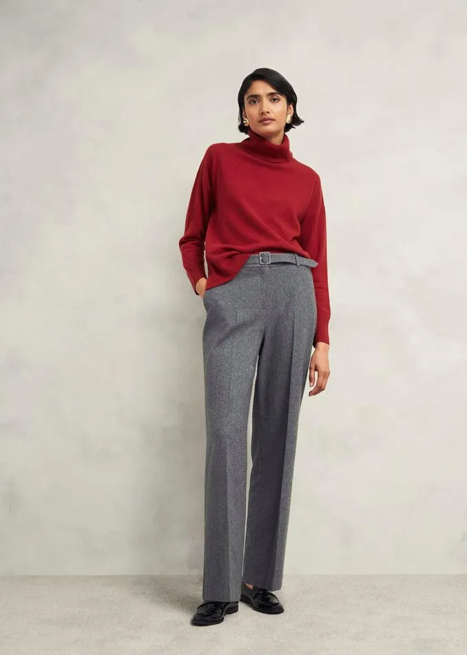 Women Trousers Hobbs Elsie Wool Blend Wide Trousers Grey