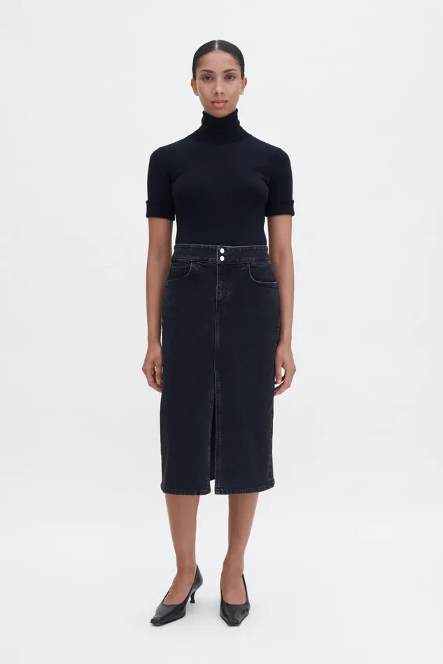 Women Trucker Jean Skirt Black Wash Filippa K Skirts