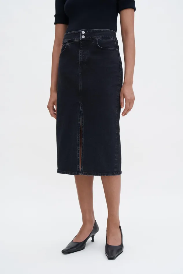 Women Trucker Jean Skirt Black Wash Filippa K Skirts