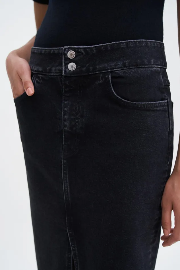 Women Trucker Jean Skirt Black Wash Filippa K Skirts