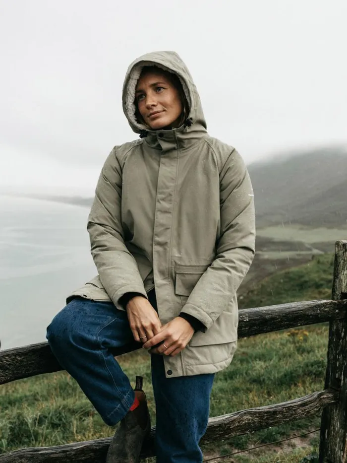 Women Vellus Parka Jacket Willow Green Finisterre Jackets Coats and Gilets