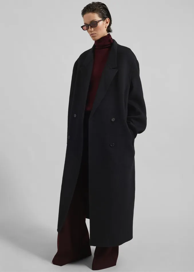 Women Veonce Oversized Wool Coat 8211 Black The Frankie Shop Outerwear