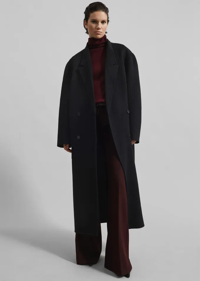 Women Veonce Oversized Wool Coat 8211 Black The Frankie Shop Outerwear