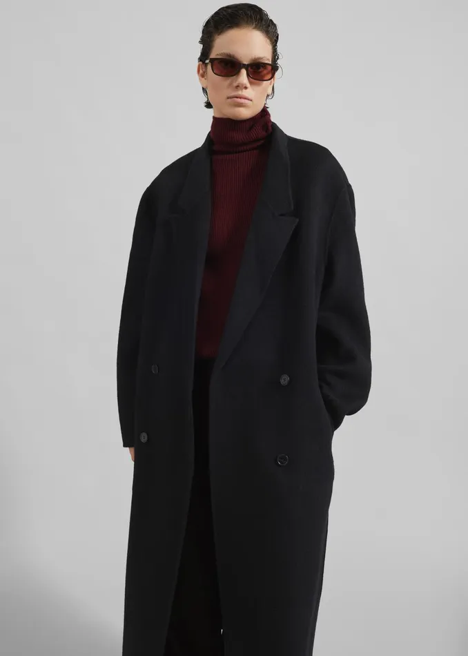 Women Veonce Oversized Wool Coat 8211 Black The Frankie Shop Outerwear