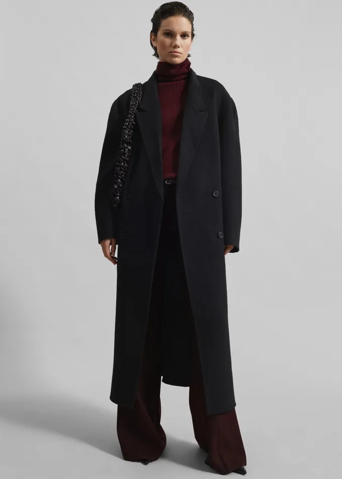 Women Veonce Oversized Wool Coat 8211 Black The Frankie Shop Outerwear