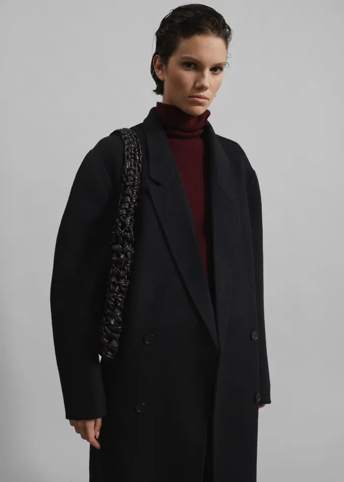 Women Veonce Oversized Wool Coat 8211 Black The Frankie Shop Outerwear