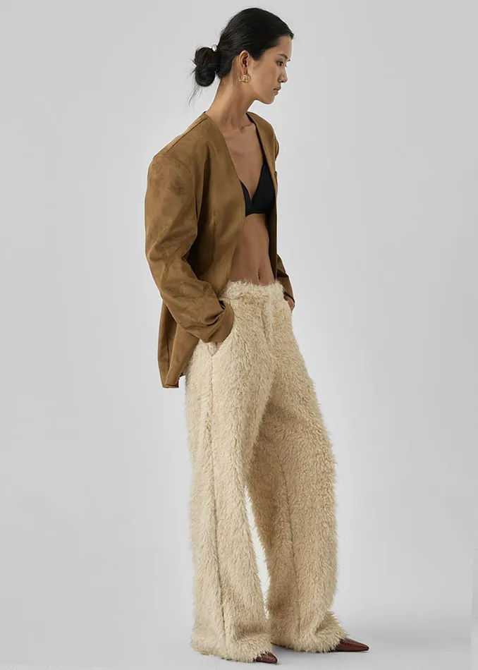 Women Verbie Furry Pants 8211 Cream The Frankie Shop Bottoms