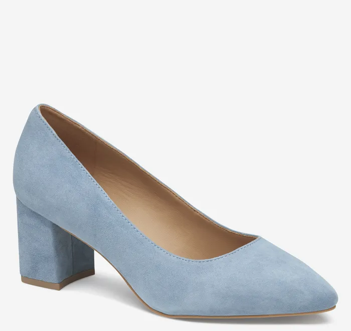 Women Vicki Pump Slate Blue Kid Suede Women8217s Shoes Johnston and Murphy