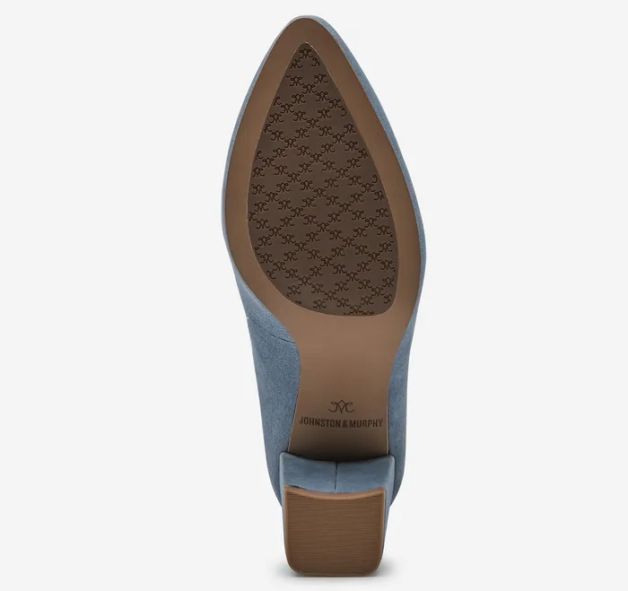 Women Vicki Pump Slate Blue Kid Suede Women8217s Shoes Johnston and Murphy
