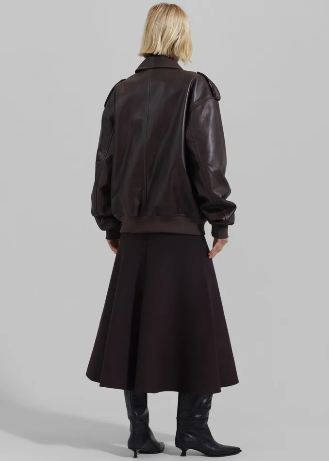 Women Viper Leather Jacket 8211 Dark Plum The Frankie Shop Outerwear