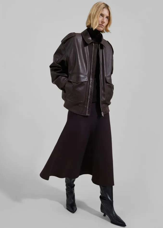 Women Viper Leather Jacket 8211 Dark Plum The Frankie Shop Outerwear