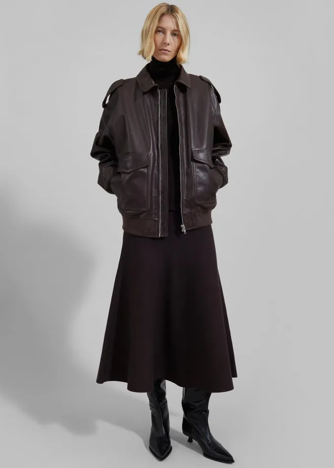 Women Viper Leather Jacket 8211 Dark Plum The Frankie Shop Outerwear