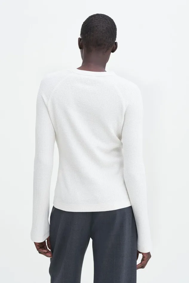 Women Waffle Sweater Natural White Filippa K Tops