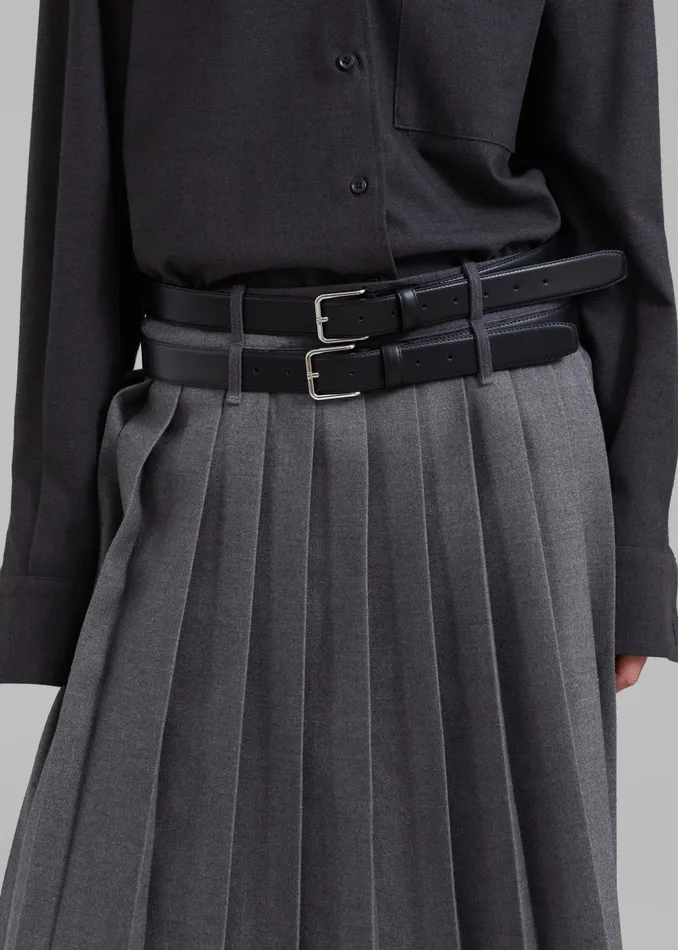 Women Wednesday Belted Pleated Skirt 8211 Dark Grey Melange The Frankie Shop Bottoms