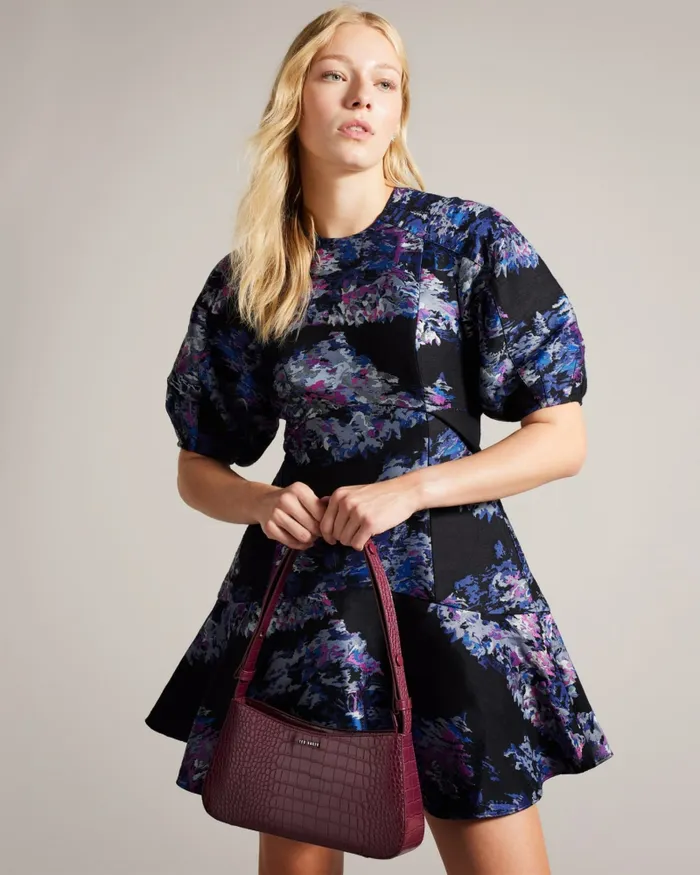 Women WILBUR 8211 Puff Sleeve Jacquard Mini Dress Deep Purple Ted Baker Dresses Women WILBUR 8211 Puff Sleeve Jacquard Mini Dress Deep Purple Ted Baker Dresses