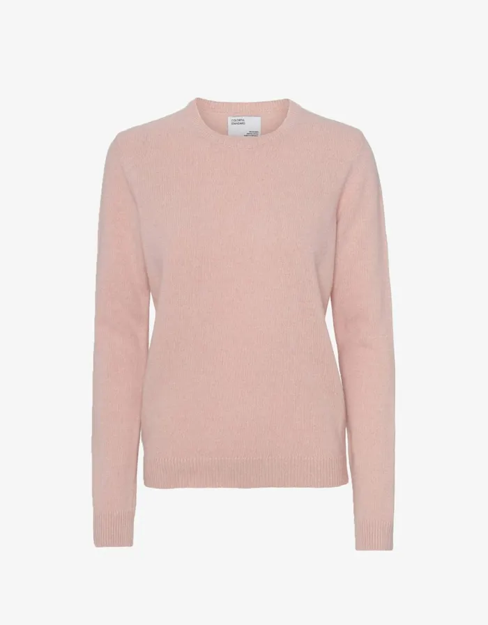 Women Women Classic Merino Wool Crew Faded Pink Colorful Standard Knit Sweaters