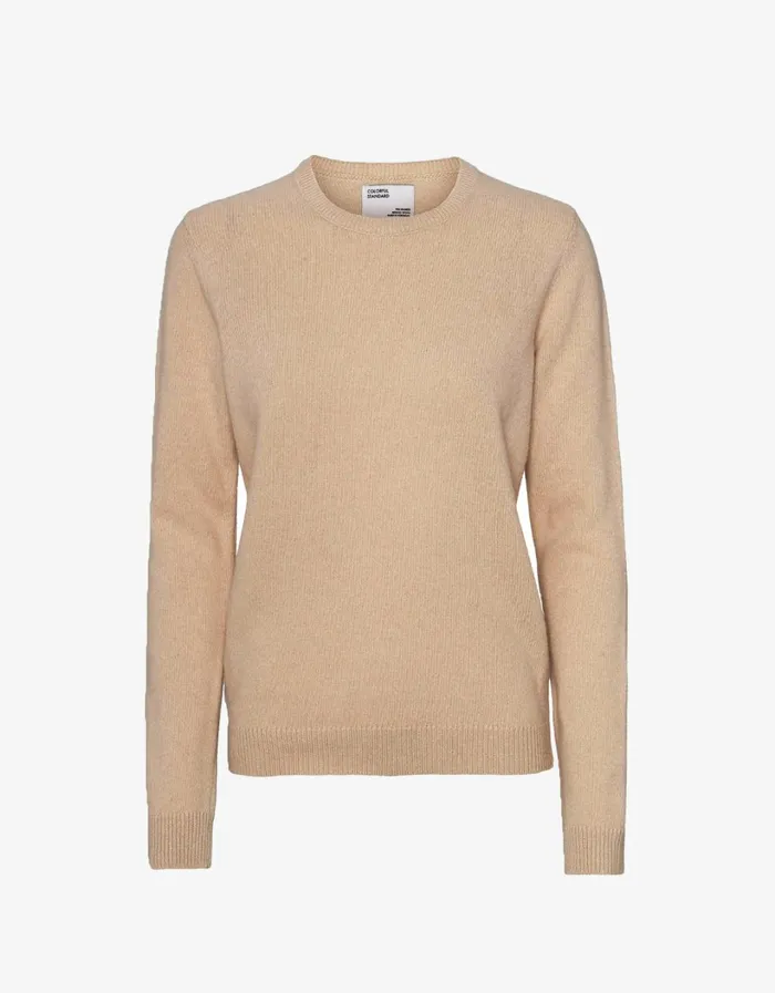 Women Women Classic Merino Wool Crew Honey Beige Colorful Standard Knit Sweaters
