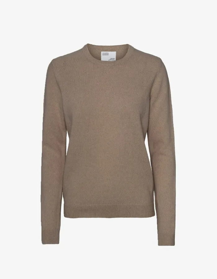 Women Women Classic Merino Wool Crew Warm Taupe Colorful Standard Knit Sweaters