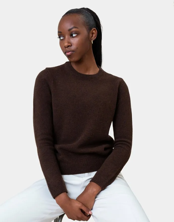 Women Women Classic Merino Wool Crew Warm Taupe Colorful Standard Knit Sweaters