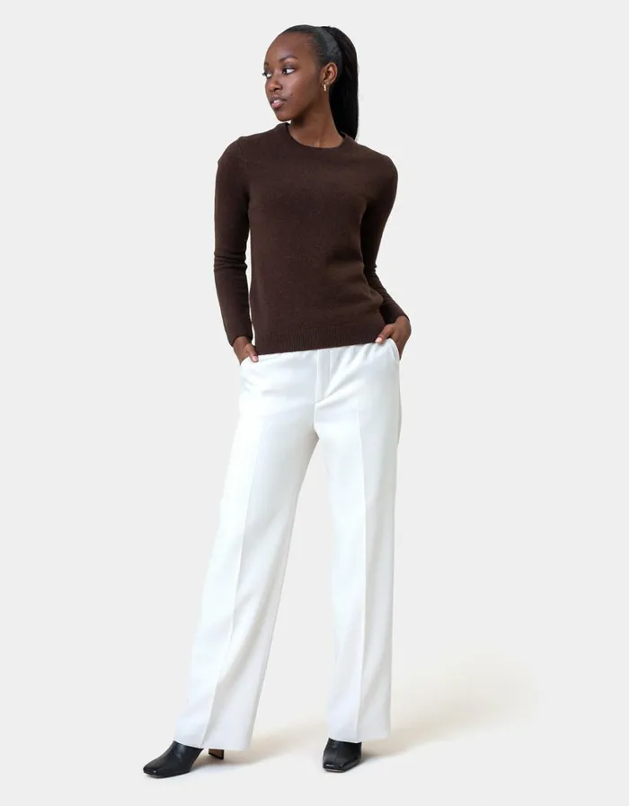 Women Women Classic Merino Wool Crew Warm Taupe Colorful Standard Knit Sweaters