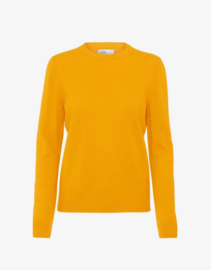 Women Women Light Merino Wool Crew Burned Yellow Colorful Standard Knit Sweaters