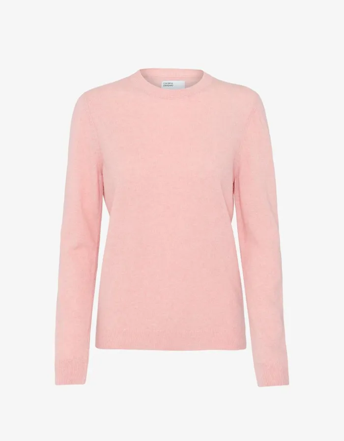 Women Women Light Merino Wool Crew Faded Pink Colorful Standard Knit Sweaters