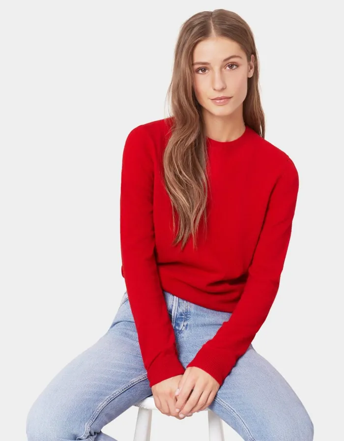 Women Women Light Merino Wool Crew Faded Pink Colorful Standard Knit Sweaters