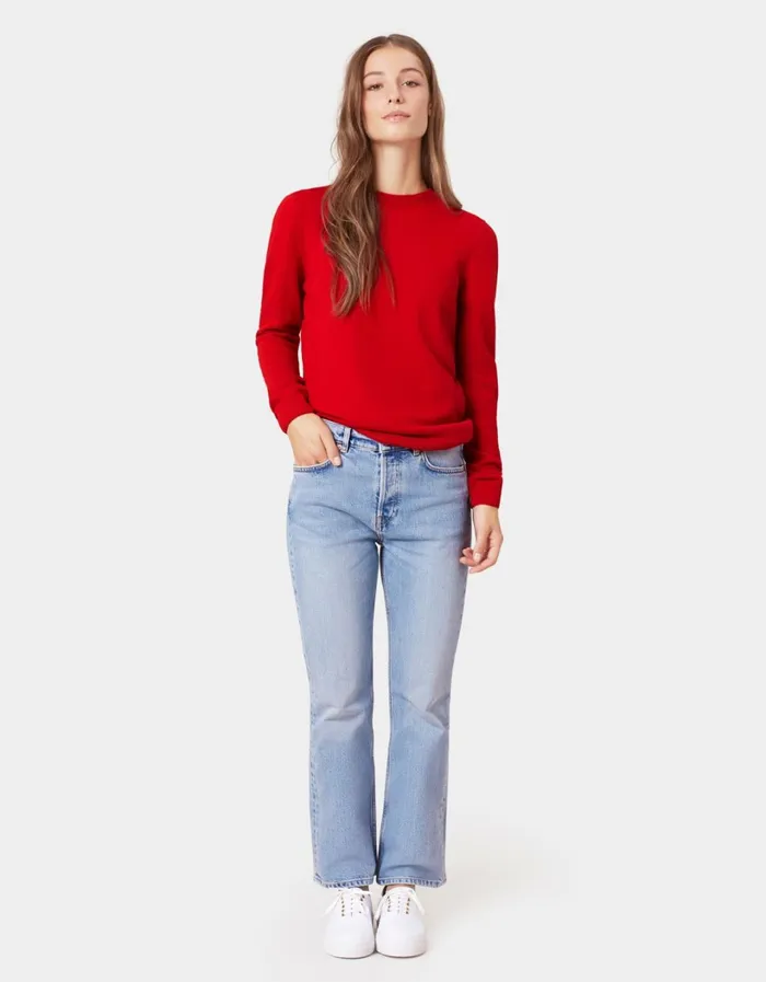 Women Women Light Merino Wool Crew Faded Pink Colorful Standard Knit Sweaters