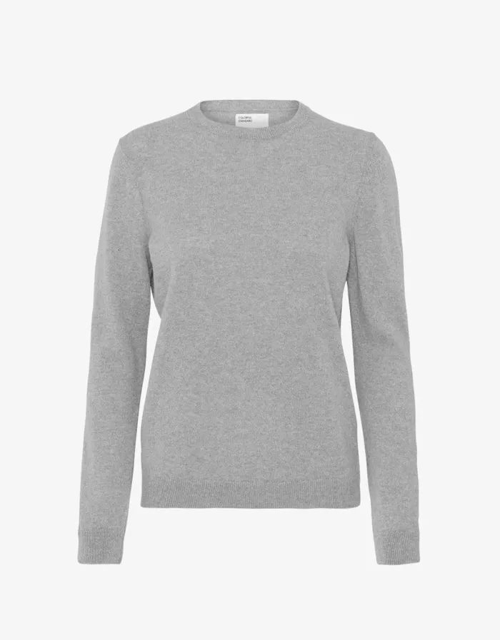 Women Women Light Merino Wool Crew Heather Grey Colorful Standard Knit Sweaters