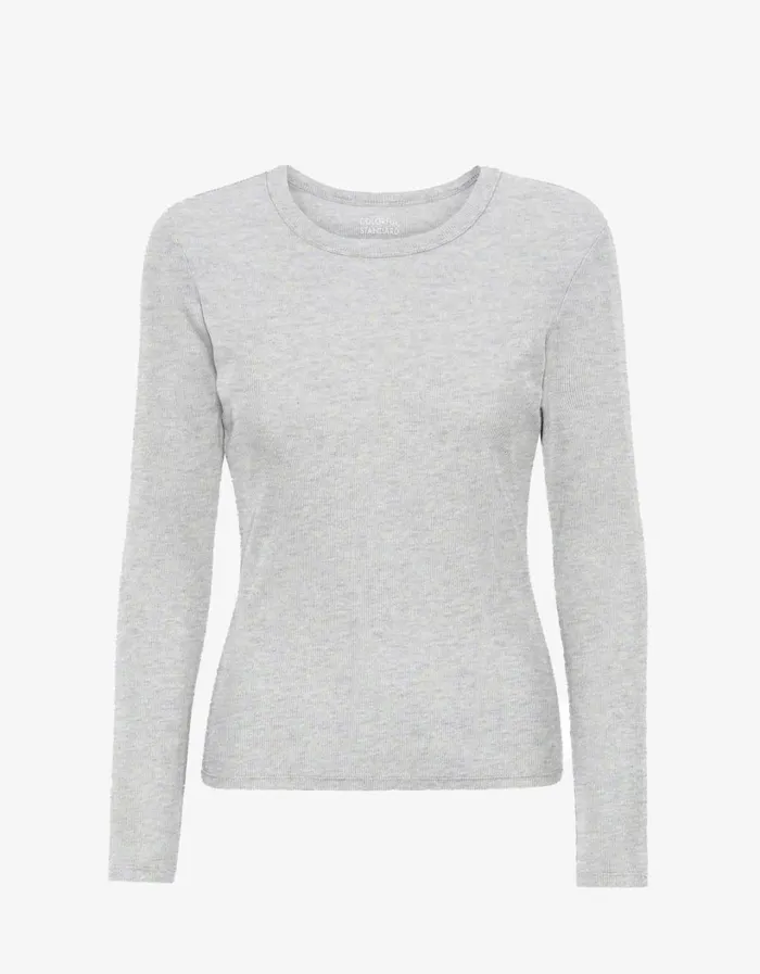 Women Women Organic Rib LS TShirt Snow Melange Colorful Standard TShirts