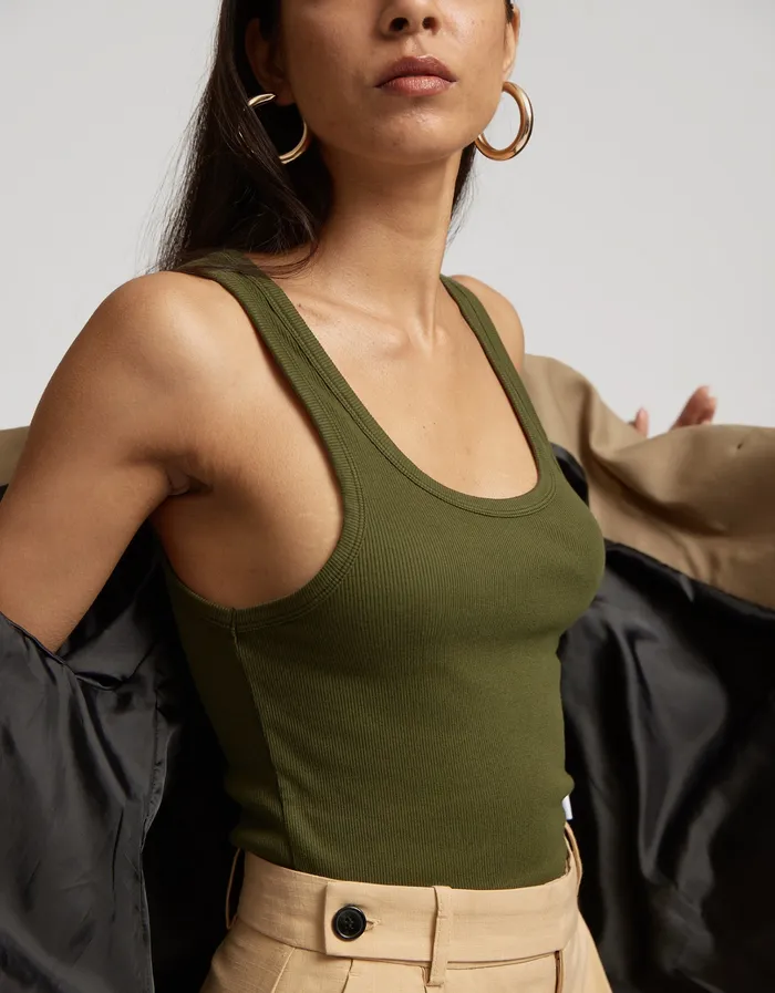 Women Women Organic Rib Tank Top 8211 Oyster Grey Tank Tops Colorfulstandard