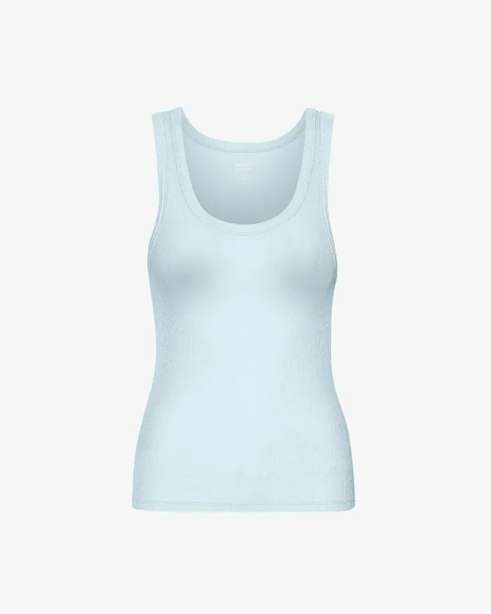 Women Women Organic Rib Tank Top Polar Blue Colorful Standard Tank Tops