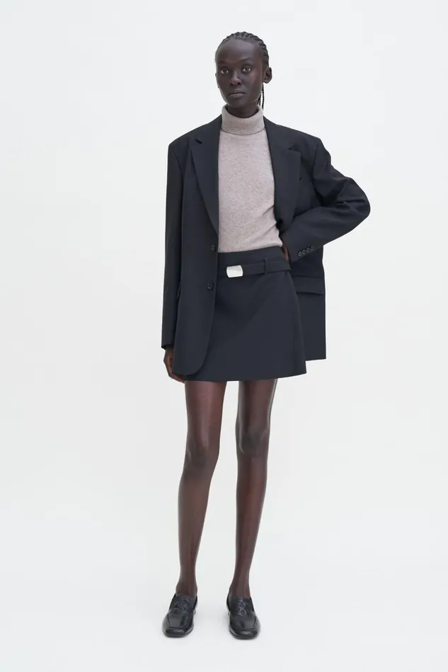 Women Wool Mini Belt Skirt Black Filippa K Skirts