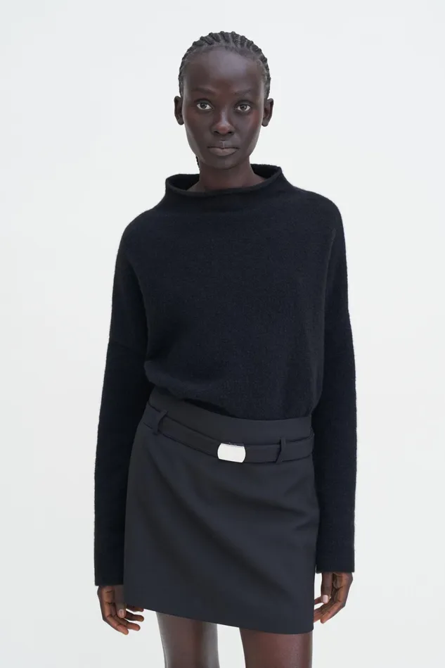 Women Wool Mini Belt Skirt Black Filippa K Skirts