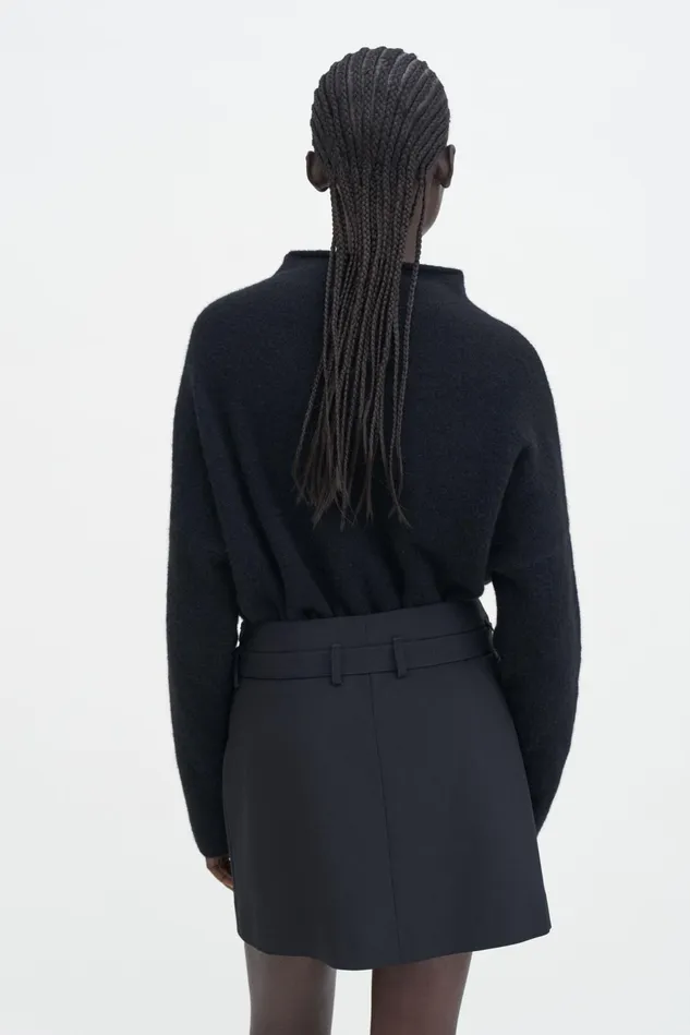 Women Wool Mini Belt Skirt Black Filippa K Skirts