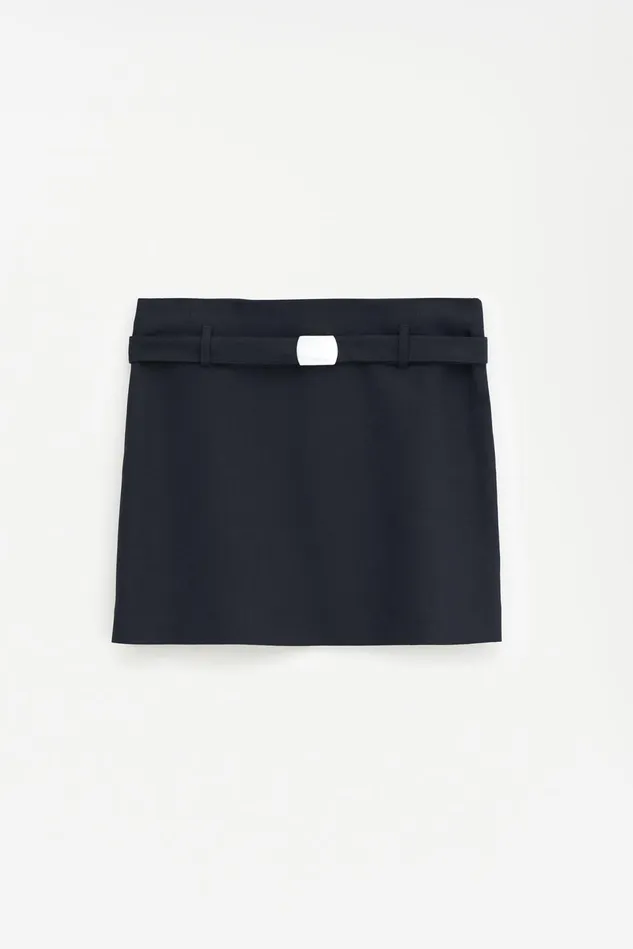 Women Wool Mini Belt Skirt Black Filippa K Skirts