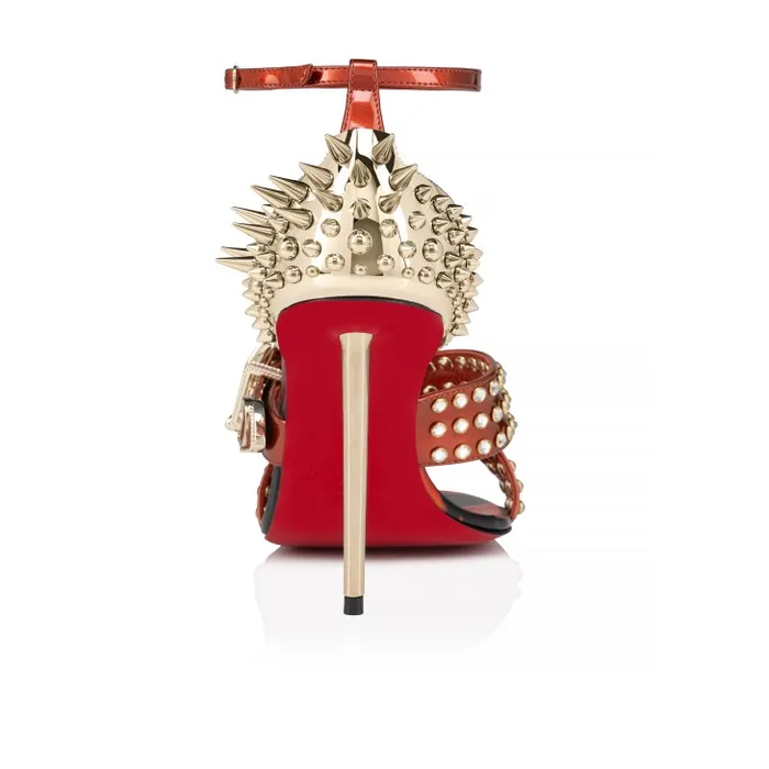 Women Wosandal Pic 100 Mm Sandals 8211 Iridescent Patent Leather And Specchio Leather On Fire 8211 Rodeo Christian Louboutin Sandals and Slides