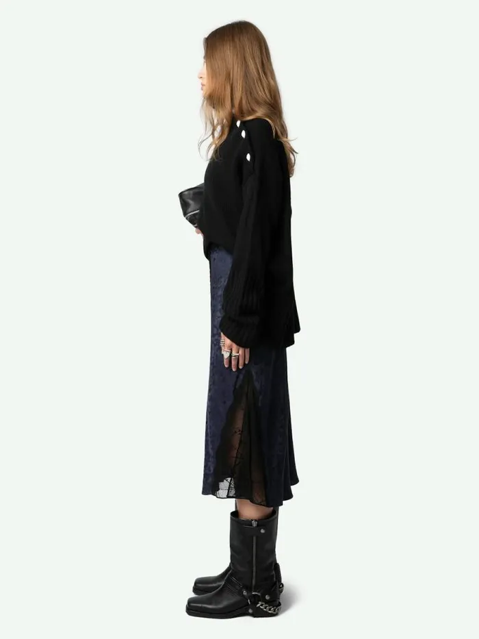 Women Zadig and Voltaire Dresses and Skirts Jayla Leopard Silk Jacquard Skirt Encre