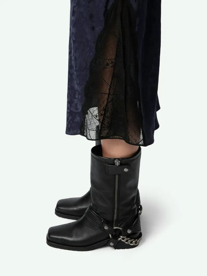 Women Zadig and Voltaire Dresses and Skirts Jayla Leopard Silk Jacquard Skirt Encre
