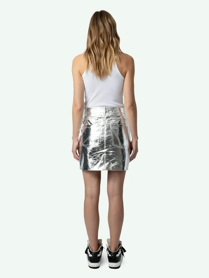 Women Zadig and Voltaire Dresses and Skirts John Leather Skirt Silver
