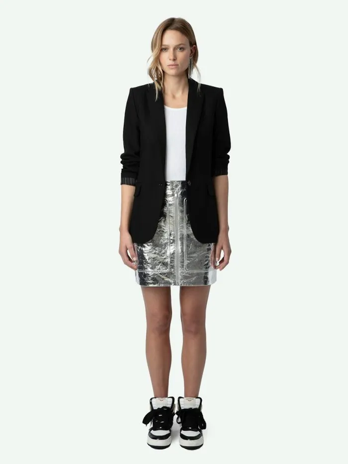 Women Zadig and Voltaire Dresses and Skirts John Leather Skirt Silver