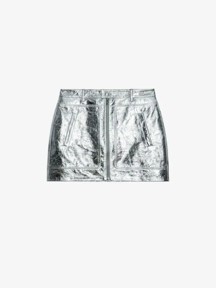 Women Zadig and Voltaire Dresses and Skirts John Leather Skirt Silver