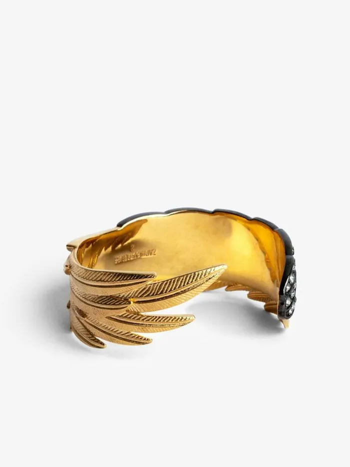 Women Zadig and Voltaire Jewelry Rock Feather Spread Your Wings Bracelet Old Gold