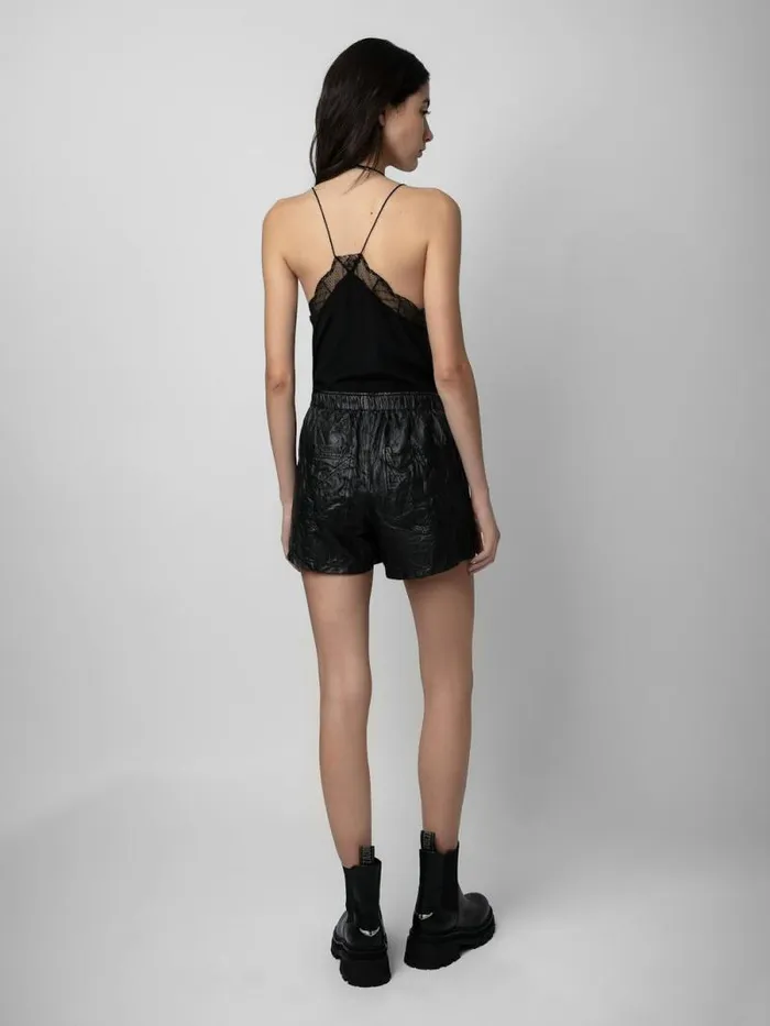 Women Zadig and Voltaire Pants and Shorts Pax Crinkled Leather Shorts Black
