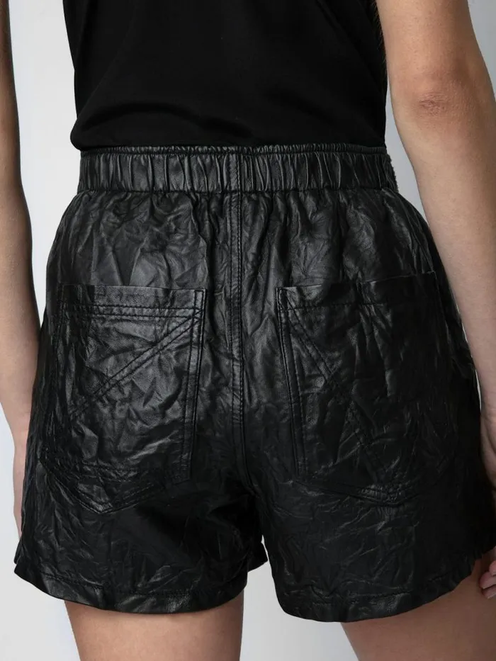 Women Zadig and Voltaire Pants and Shorts Pax Crinkled Leather Shorts Black