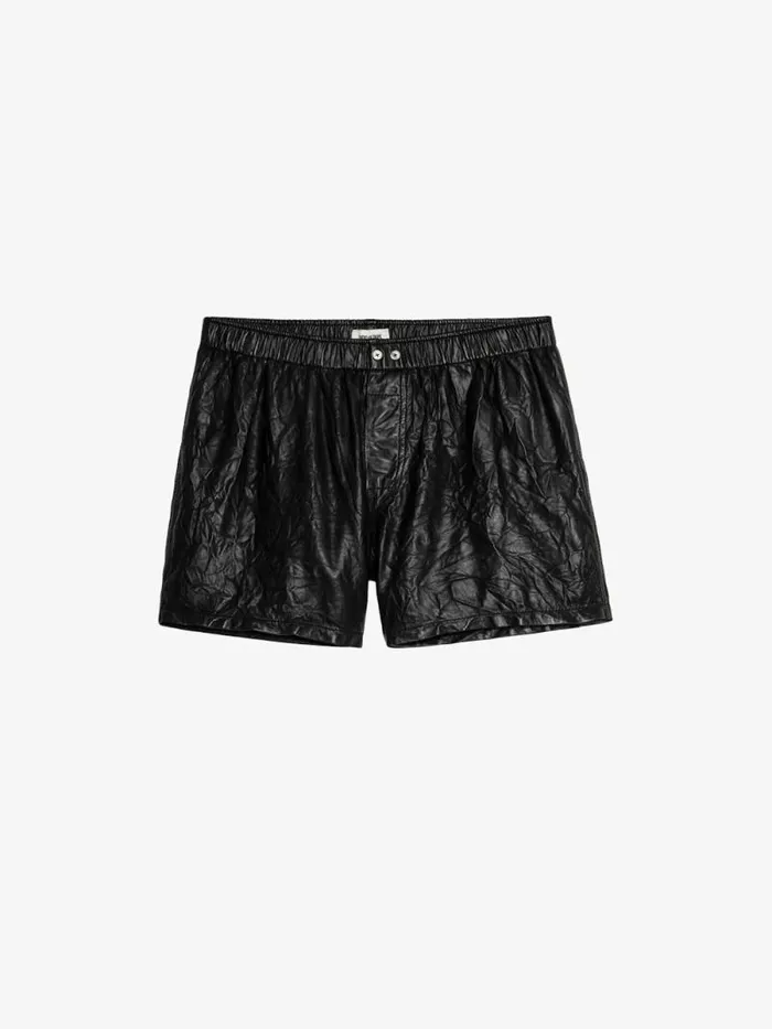 Women Zadig and Voltaire Pants and Shorts Pax Crinkled Leather Shorts Black