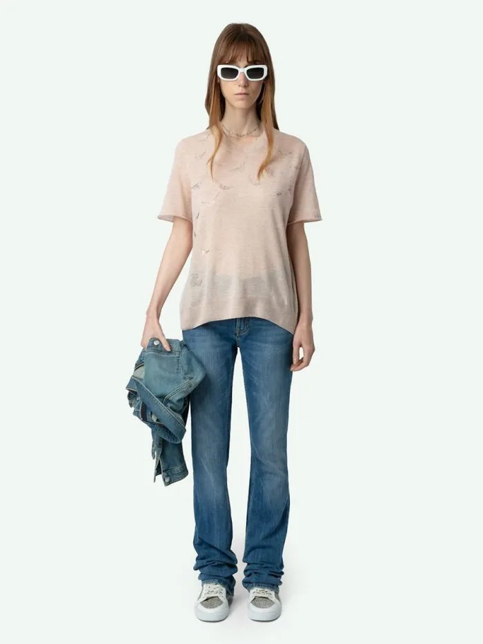 Women Zadig and Voltaire Sweaters and Cardigans Ida Diamante Wings Cashmere Sweater Sweet Women Zadig and Voltaire Sweaters and Cardigans Ida Diamante Wings Cashmere Sweater Sweet