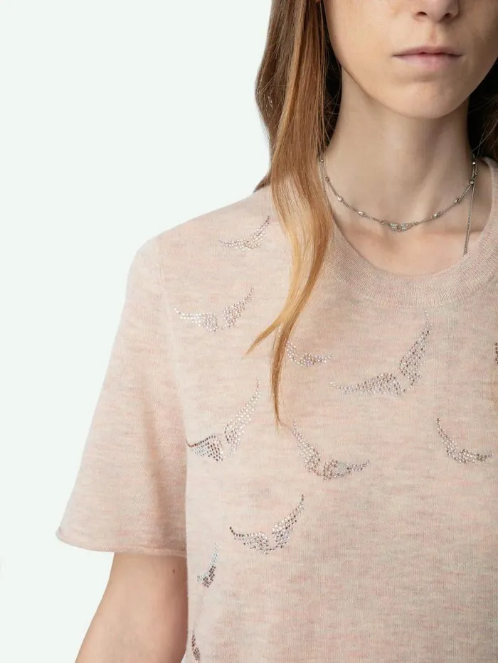 Women Zadig and Voltaire Sweaters and Cardigans Ida Diamante Wings Cashmere Sweater Sweet Women Zadig and Voltaire Sweaters and Cardigans Ida Diamante Wings Cashmere Sweater Sweet