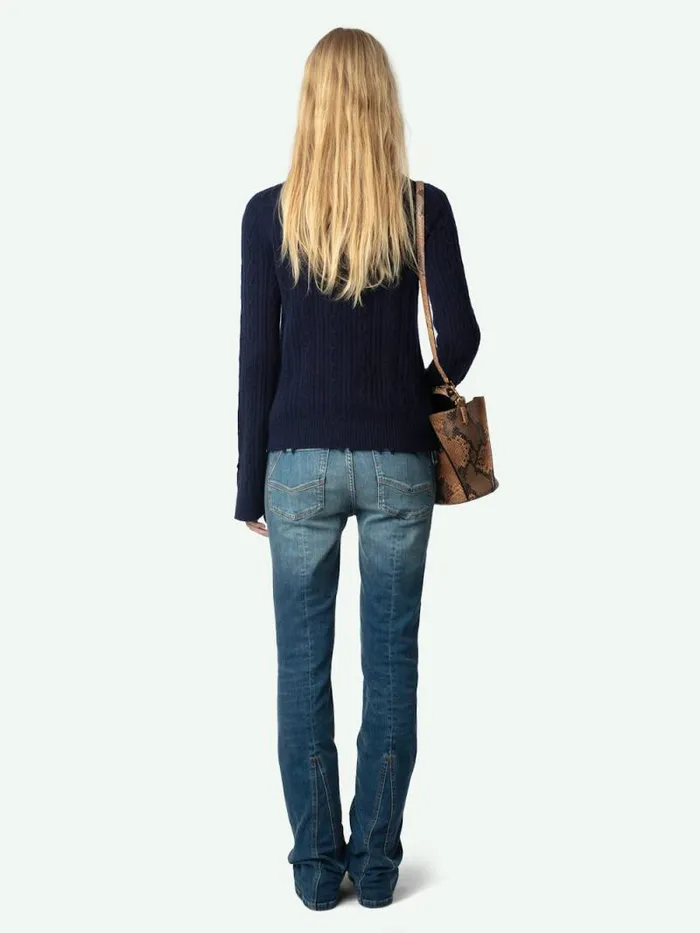 Women Zadig and Voltaire Sweaters and Cardigans Jonasson Cashmere Sweater Encre Women Zadig and Voltaire Sweaters and Cardigans Jonasson Cashmere Sweater Encre