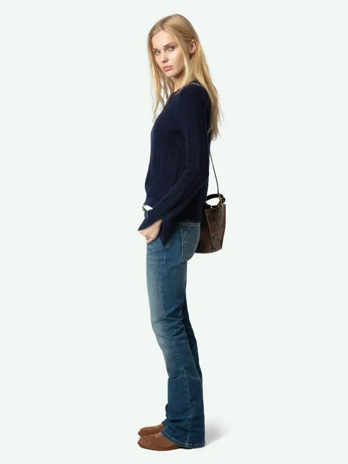 Women Zadig and Voltaire Sweaters and Cardigans Jonasson Cashmere Sweater Encre Women Zadig and Voltaire Sweaters and Cardigans Jonasson Cashmere Sweater Encre